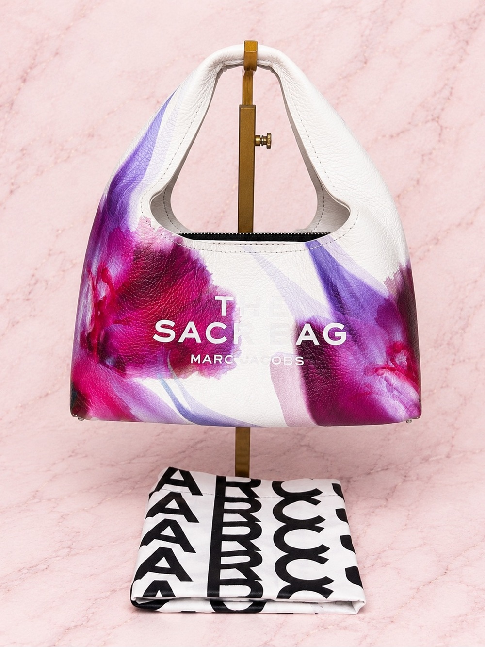 Marc Jacobs The Mini Sack Bag Future Floral Print Leather Hobo Bag w/ Pouch